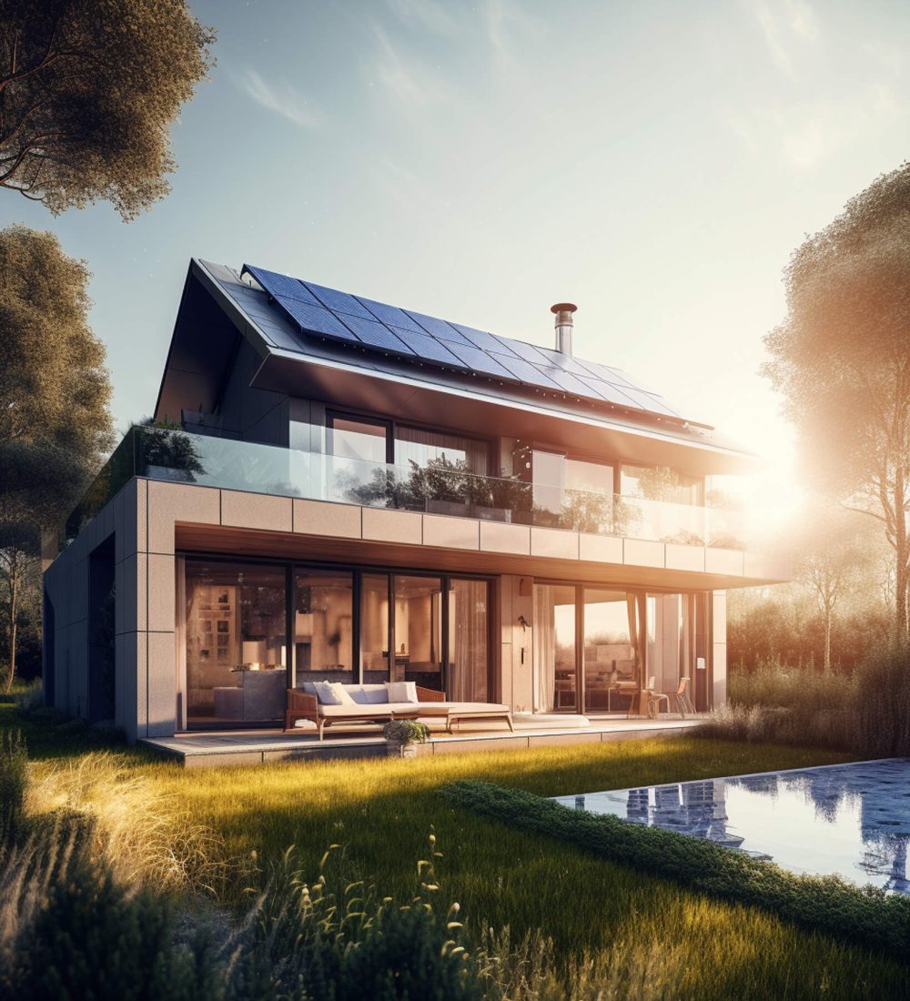 Modernes Haus mit Photovoltaikanlage